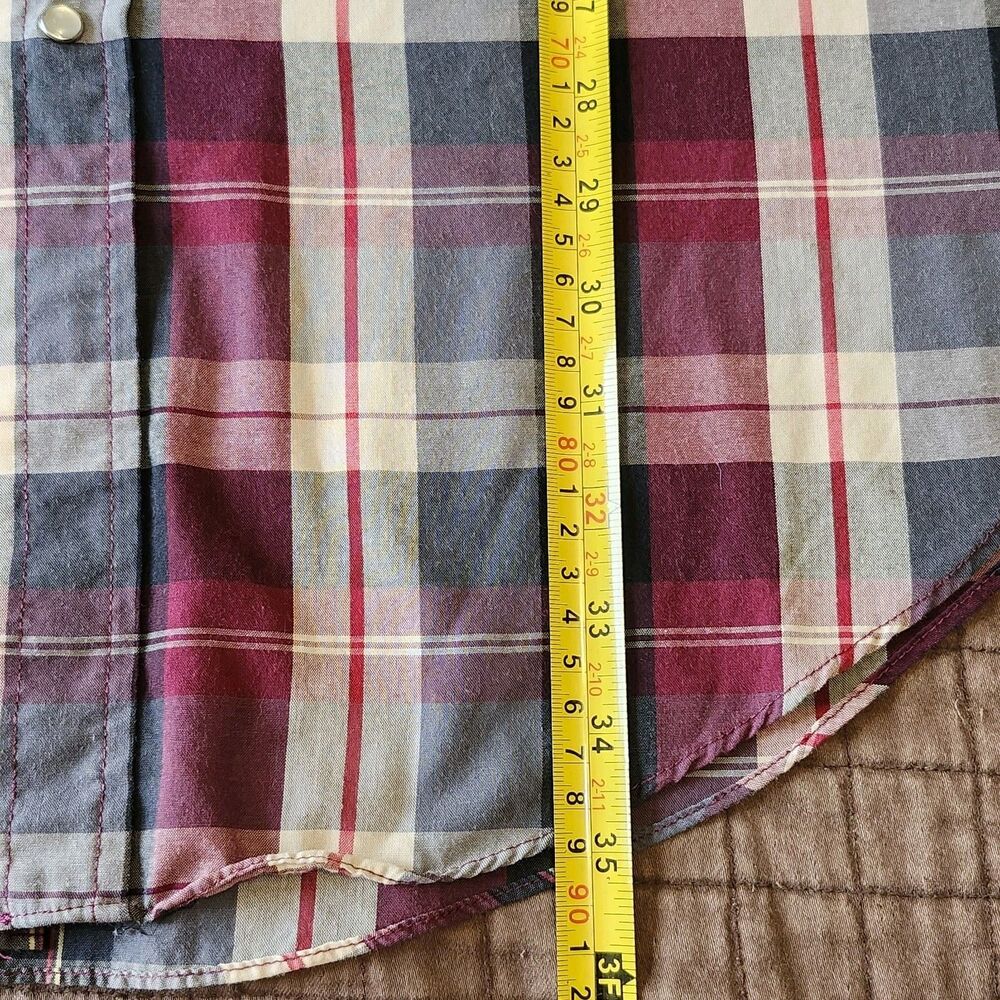 90s Ely Cattleman Tall Man Western Plaid Pearl Snap Long Sleeve Shirt 2XLT - Picture 7 of 9